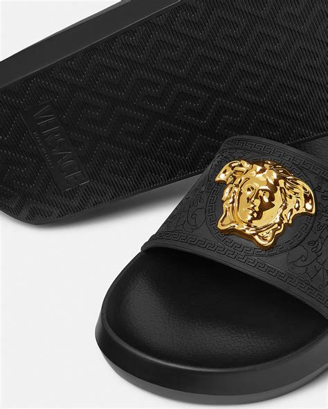 versace black palazzo slides|Versace slip on slides.